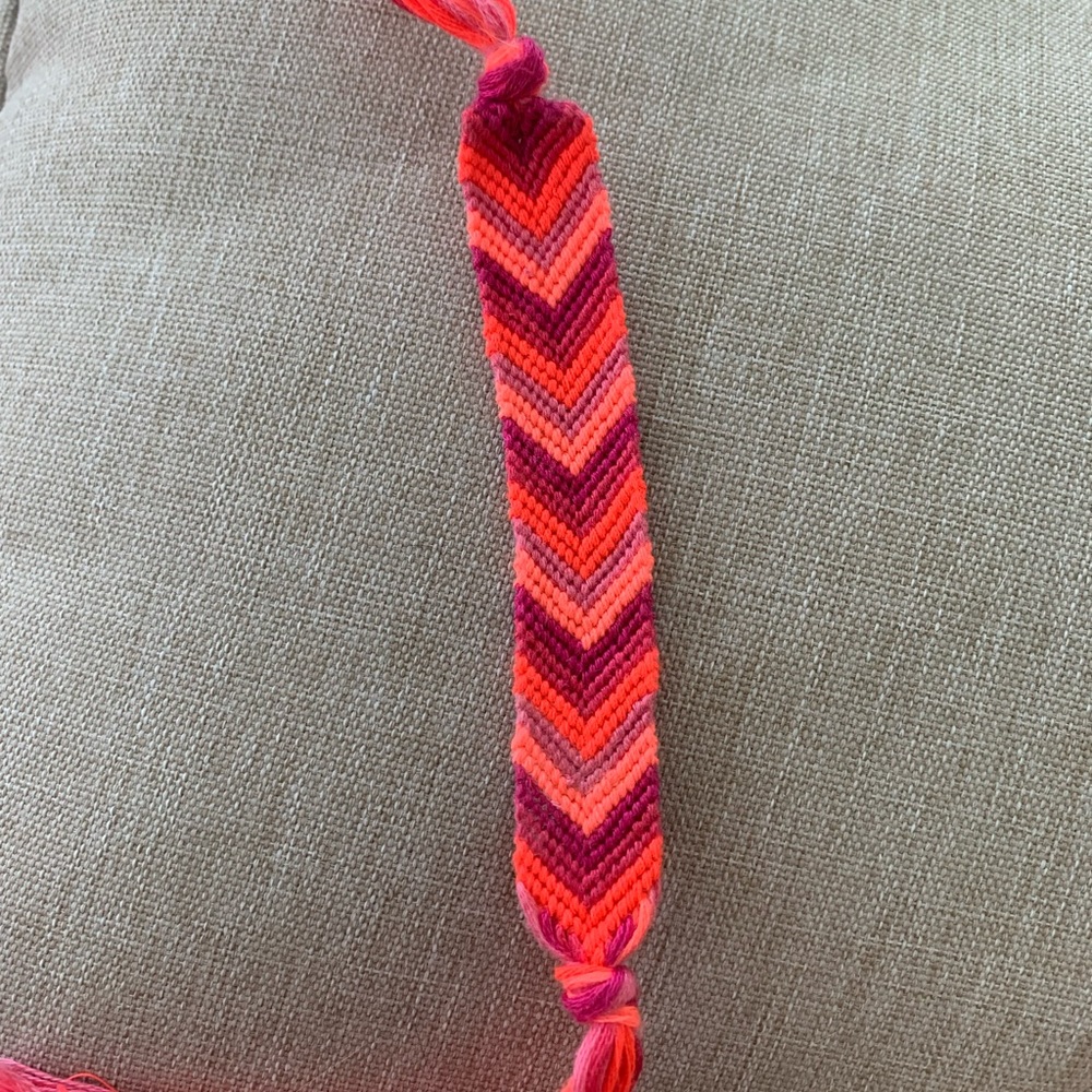 Neon Pink Chevron Braided Bracelet